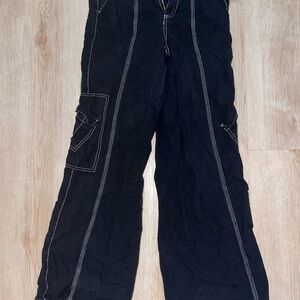 BDG Black Skater Pants with Light Pink Stitch Detail